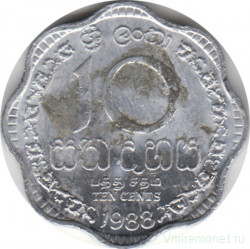 Монета. Шри-Ланка. 10 центов 1988 год.