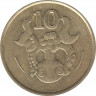 Монета. Кипр. 10 центов 1990 год. рев.