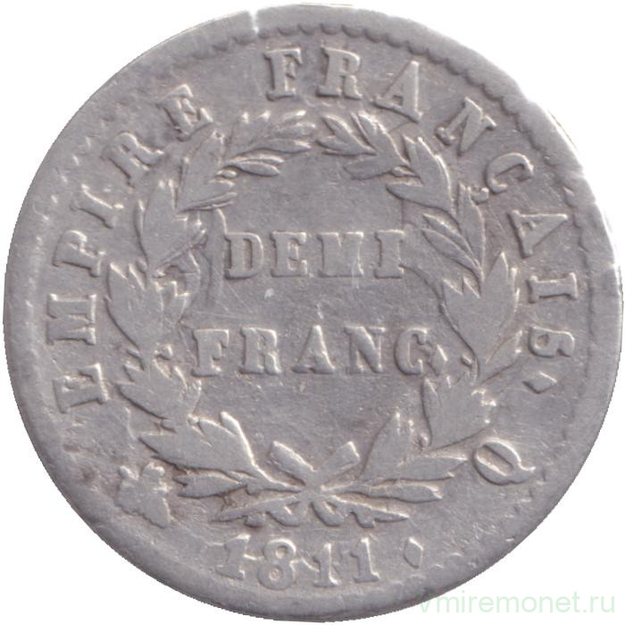 Монета. Франция. 1/2 франка 1811 год. Q.