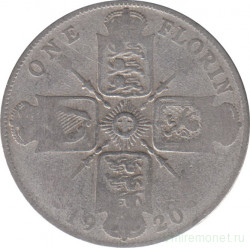 Монета. Великобритания. 1 флорин (2 шиллинга) 1920 год.