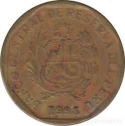 Монета. Перу. 5 сентимо 1995 год.