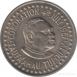 Монета. Тонга. 20 сенити 1967 год. Коронация Тауфа-ахау Тупоу IV.