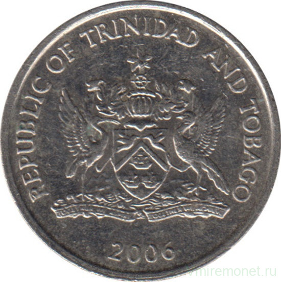 Монета. Тринидад и Тобаго. 25 центов 2006 год.