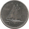 Монета. Канада. 10 центов 1991 год. ав.