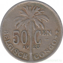 Монета. Бельгийское Конго. 50 сантимов 1923 год. "DER BELGEN".