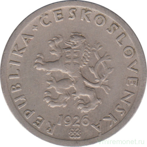 Монета. Чехословакия. 20 геллеров 1926 год.