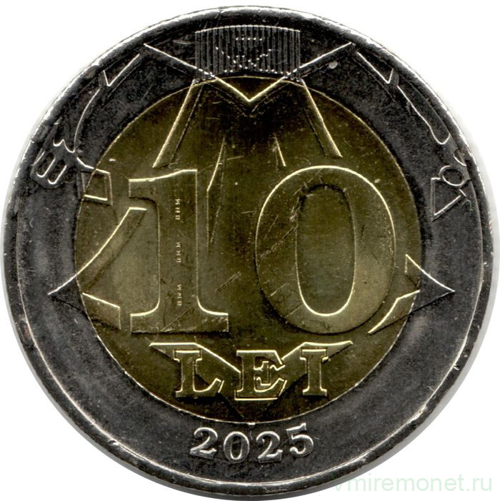 Монета. Молдова. 10 леев 2025 год.