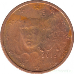 Монета. Франция. 2 цента 2016 год.