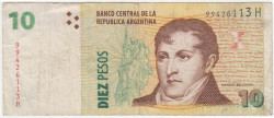 Банкнота. Аргентина. 10 песо 2003 год. Тип 354а (3).