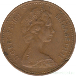 Монета. Великобритания. 1 пенни 1971 год.