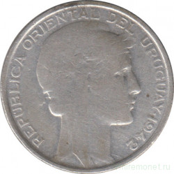 Монета. Уругвай. 20 сентесимо 1942 год.