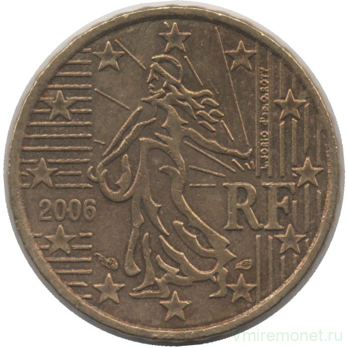 Монета. Франция. 10 центов 2006 год.