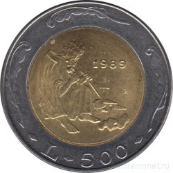 Монета. Сан-Марино. 500 лир 1989 год. 16 веков истории Сан-Марино.