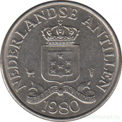 Монета. Нидерландские Антильские острова. 25 центов 1980 год.