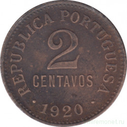 Монета. Португалия. 2 сентаво 1920 год.