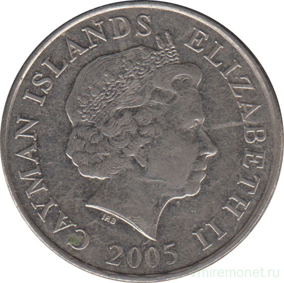 Монета. Каймановы острова. 25 центов 2005 год.