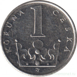 Монета. Чехия. 1 крона 1993 год.