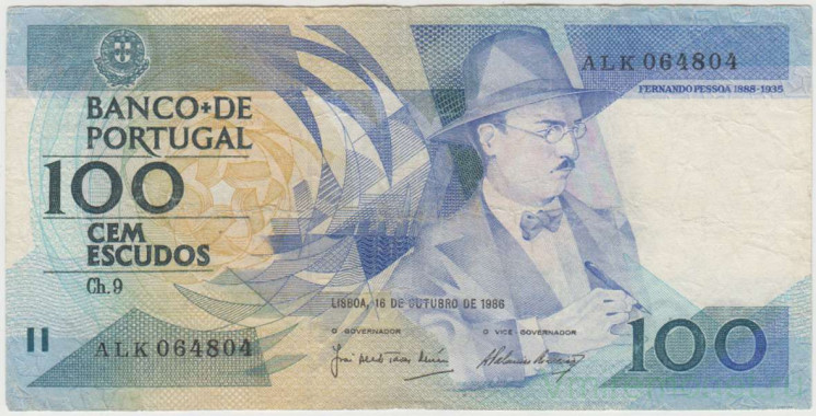 Банкнота. Португалия. 100 эскудо 1986 год. Тип 179а(1).