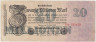 Банкнота. Германия. Веймарская республика. 20 миллионов марок 1923 год. Серийный номер - две цифры, буква, шесть цифр (красные,мелкие). Тип 97b(1).