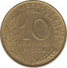 Монета. Франция. 10 сантимов 1972 год. ав.