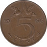 Монета. Нидерланды. 5 центов 1966 год. ав.