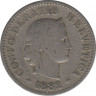  Монета. Швейцария. 5 раппенов 1882 год. ав.