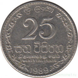 Монета. Шри-Ланка. 25 центов 1989 год.