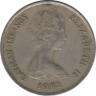 Монета. Каймановы острова. 25 центов 1982 год. ав.