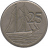 Монета. Каймановы острова. 25 центов 1982 год. рев.