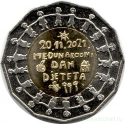 Монета. Хорватия. 25 кун 2021 год. Всемирный день ребёнка.