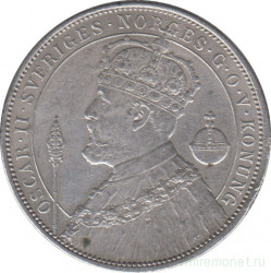 Монета. Швеция. 2 кроны 1897 год. 25 лет вступлению на престол Оскара II.