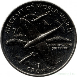 Монета. Великобритания. Остров Мэн. 1 крона 2006 год. Авиация Второй Мировой войны. Супермарин "Спитфайр".