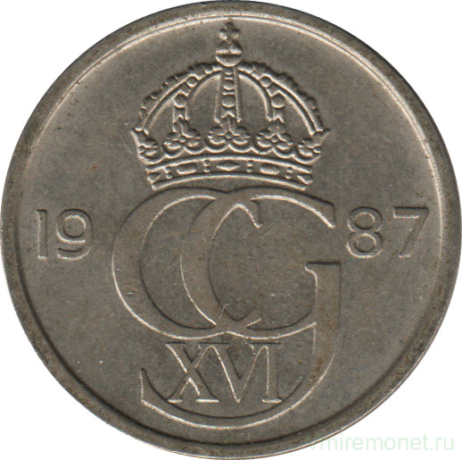 Монета. Швеция. 50 эре 1987 год .