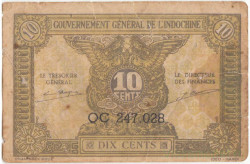 Банкнота. Французский Индокитай. 10 центов 1942 год. Тип 89a.