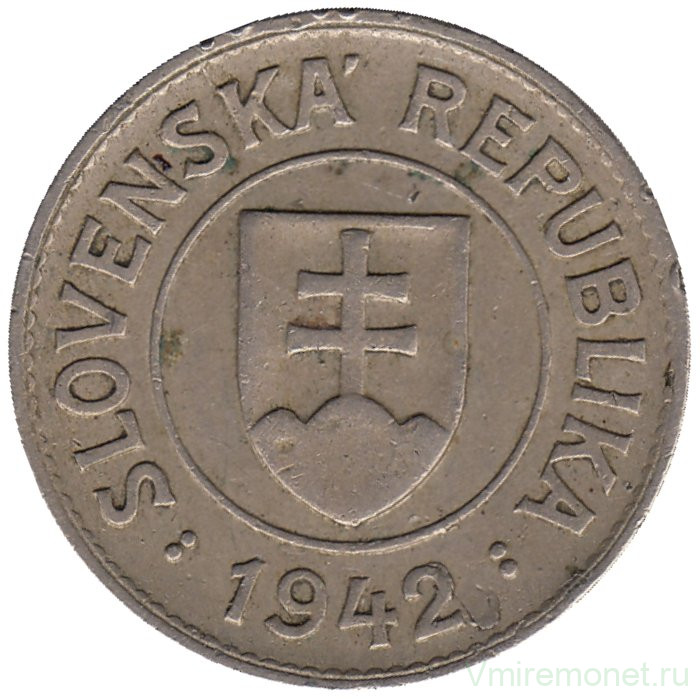 Монета. Словакия. 1 крона 1942 год.