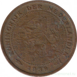 Монета. Нидерланды. 1/2 цента 1938 год.