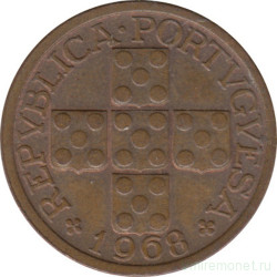 Монета. Португалия. 10 сентаво 1968 год.
