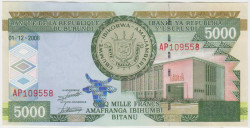 Банкнота. Бурунди. 5000 франков 2008 год.