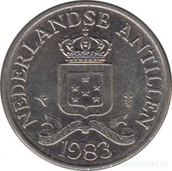 Монета. Нидерландские Антильские острова. 25 центов 1983 год.