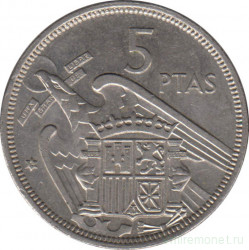 Монета. Испания. 5 песет 1974 (1957) год.