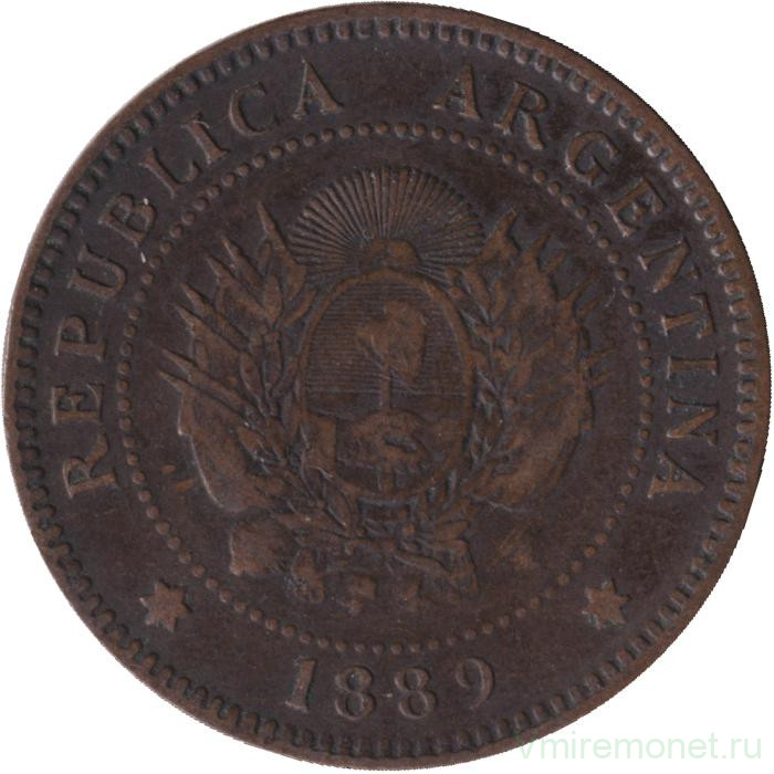 Монета. Аргентина. 1 сентаво 1889 год.