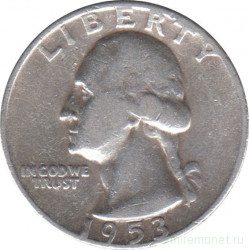 Монета. США. 25 центов 1953 год. Монетный двор D.