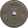 Монета. Норвегия. 50 эре 1941 год. ав.