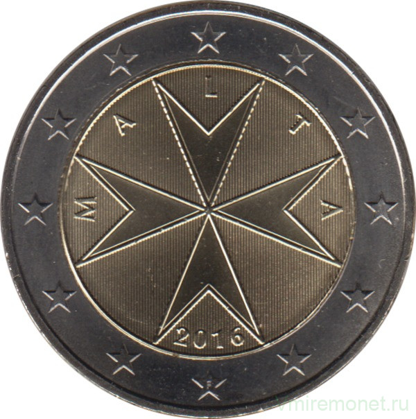 Монета. Мальта. 2 евро 2016 год.