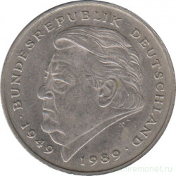 Монета. ФРГ. 2 марки 1990 год. Франц Йозеф Штраус. Монетный двор - Штутгарт (F).
