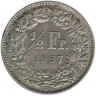 Монета. Швейцария. 1/2 франка 1957 год.