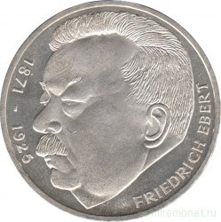 Монета. ФРГ. 5 марок 1975 год. 50 лет со дня смерти Фридриха Эберта.
