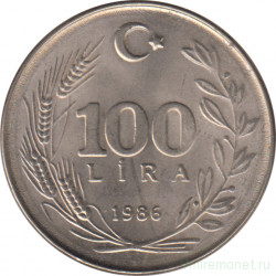 Монета. Турция. 100 лир 1986 год.