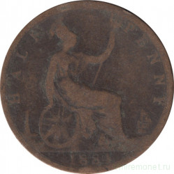 Монета. Великобритания. 1/2 пенни 1884 год.