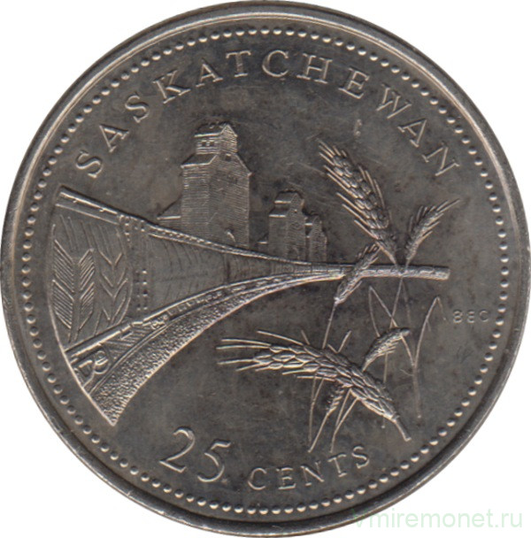 Монета. Канада. 25 центов 1992 год. 125 лет Конфедерации Канада. Саскачеван.